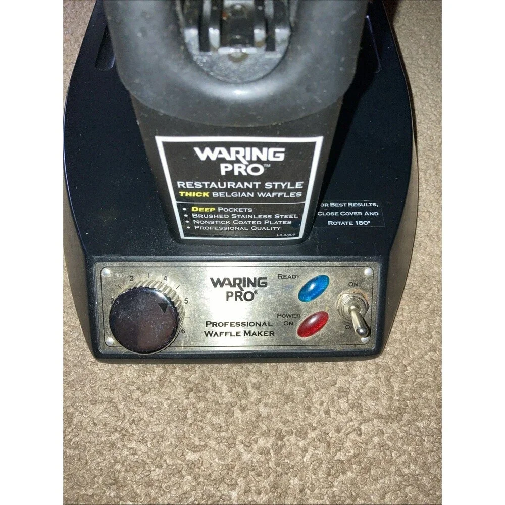 Waring Pro Belgian Waffle Maker Professional WWM400 Series Iron Stainless Black